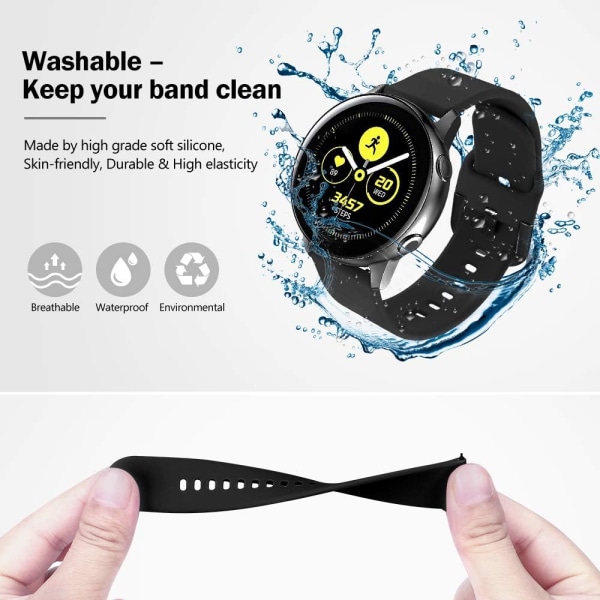 Silikonrem kompatibel med Samsung Galaxy Watch 3 41 mm Rem / Aktiv 40 mm Rem / Active 2 Rem / Galaxy Watch 42 mm Rem, Dam Herr Soft Silico