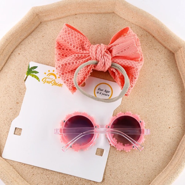 2./ set Daisy Flower solglasögon med pannband Watermelon Red