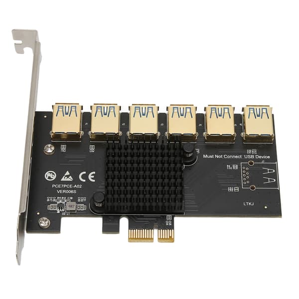 PCIE 1 til 6 Riser-kort USB 3.0 Grafikudvidelsesadapter Nem installation Bred kompatibilitet