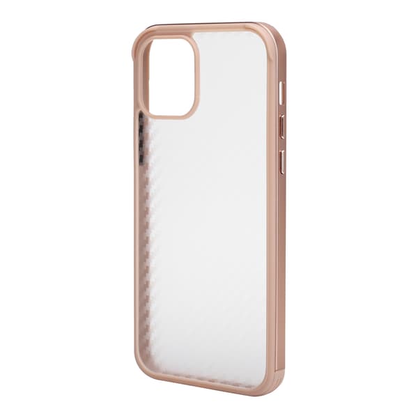 SULADA Fiber Texture Metallram Telefonskal för iPhone 12 Pro Rosa