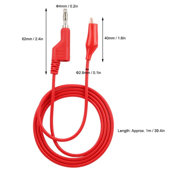 5 st 4 mm 1 m stapelbara banankontakter till klämma testledningskabel för multimeter