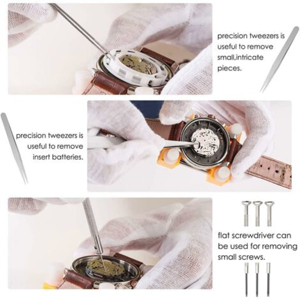 Watch korjaustyökalusarja – säädettävä case avaaja, case takavedin, pariston vaihto eri kelloihin (6 kpl)