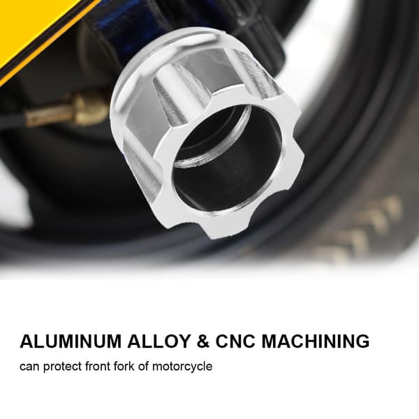2 st Universal CNC Motorcykel Framgaffel Crash Sliders Silver