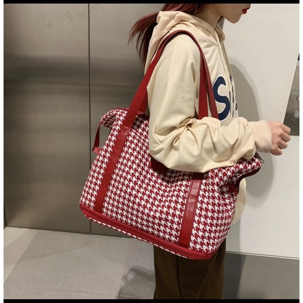 Dame Fitness Håndtaske med stor Kapacitet Våd Og Tør Separation Rejsetaske Til Arbejdsferie Rød