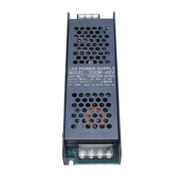 LED Switching Strømforsyning Driver Magnetisk Lys Transformer 48V AC180-250V 200W 4.16A Sort Lang Stribe