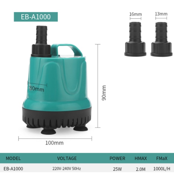 Uppopumppu, pohjasuodatin hiljainen pumppu, puhtaan veden pumppu (EB-A1000 25w, eurooppalainen standardi),