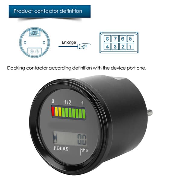 DC12-48V LCD LED Digital Batteriindikator Motor Timer til Golfvogn Gaffeltruck