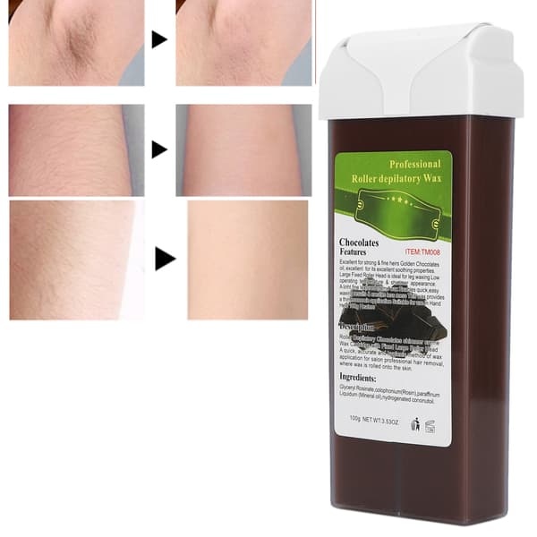 100g Depilatory Wax Roller Krop Ben Bryst Arm Bikini Armhule Hårfjerning Roller Voks Chokolade