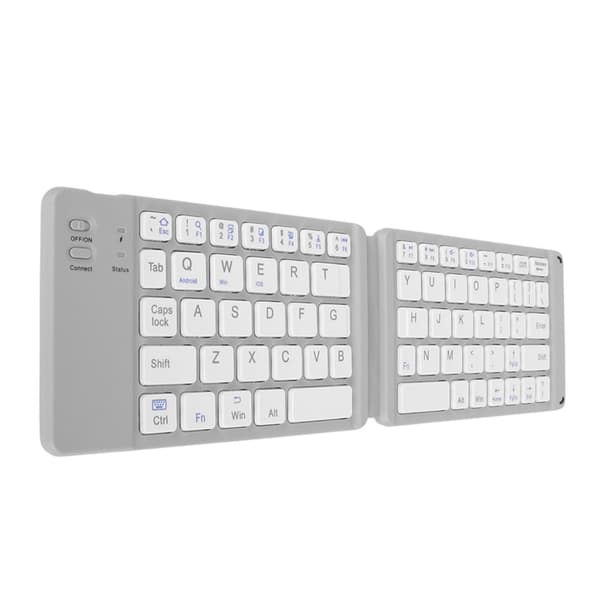 Vikbart Bluetooth-tangentbord Slim Fickformat Bärbart Trådlöst tangentbord för Windows 7 8 Tablet Notebook Mobiltelefon Grå Vit