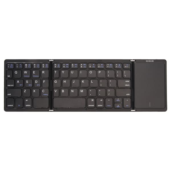 3-fold trådløst tastatur med touchpad, foldbart til tablet smartphone, indbygget batteri B089T sort