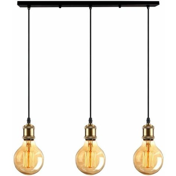 Vintage 3 Light Chandelier Pendant Light Metal Ceiling Light Fixture with E27 Lamp Sockets, Edison Style, Antique Brass