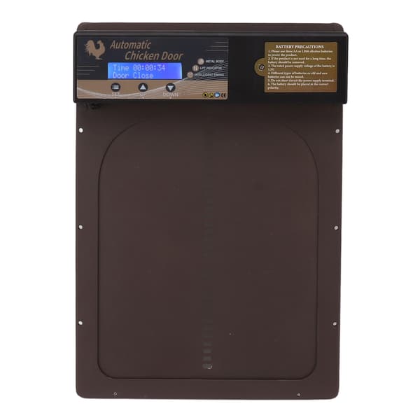 Automatisk hönshusdörr IP45 Vattentät Programmerbar Timer Aluminium 100-240V Brun EU-kontakt för Hem Gård