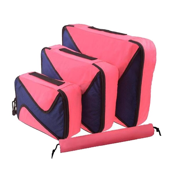 Fashion Simple Travel Opbevaringstaske Tredelt sæt Let at bære Tøj Opbevaringspose rose red