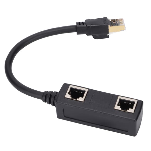 Ethernet Splitter CAT8 Netværkskabel Adapter Sort Holdbar Stabil Pålidelig til Hjemmekontor