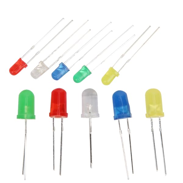 300 stk. 3 mm 5 mm LED-lysdiode-sett Gul Grønn Blå Rød Hvit