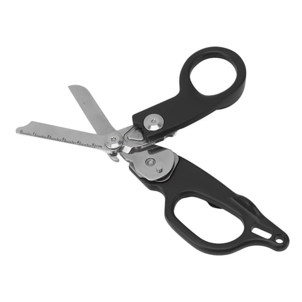 Nødhjælpssaks Aluminium Legering Multifunktionel Foldbar Indendørs Udendørs Sort