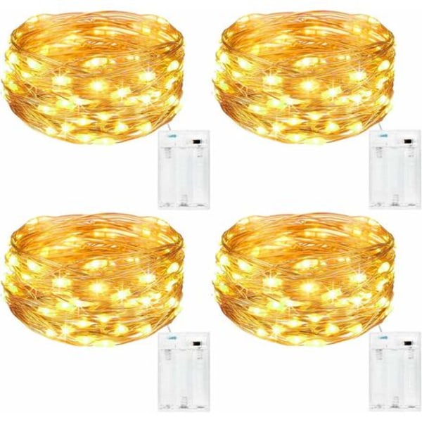 Fairy Lights [4 Pack], Mini batteridrevne Fairy Lights 5m 50 LED'er Indendørs og udendørs dekorationslys til soveværelse Chr