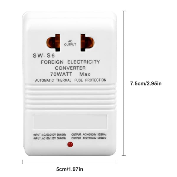70W 110V 120V til 220V 240V Opp Ned Spenningsomformer Transformator CN Standard Plugg