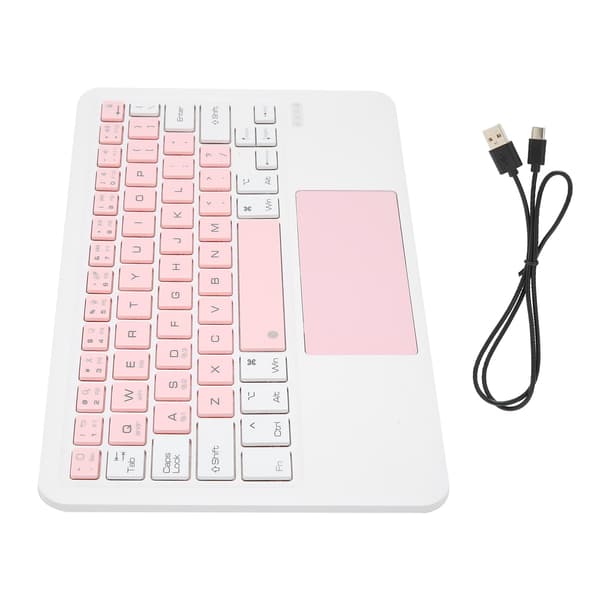 Trådlöst Multi Touch Uppladdningsbart Bärbart Tangentbord för IOS-surfplatta Vit Rosa