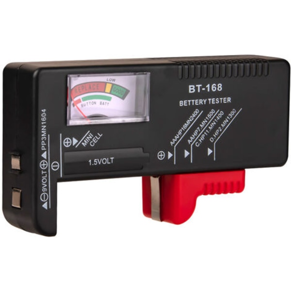 Universal hushållsbatteritestare Hörapparat Batteritestare Batterispänningstestare för AA, AAA, C, D, 9V, 1,5V och Bu