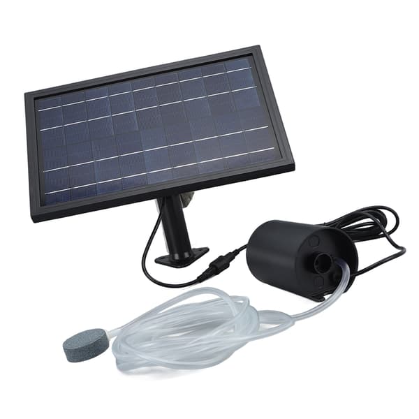 Solarluftpump 8W 10V 2400mAh ABS Polysilikon med 2 Bubbelstenar Slang för Damm Pool