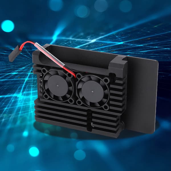 Värmeavledningsfodral i aluminiumlegering Dubbla fläktar Kompatibel med Raspberry Pi 3 Modell 2B 3B