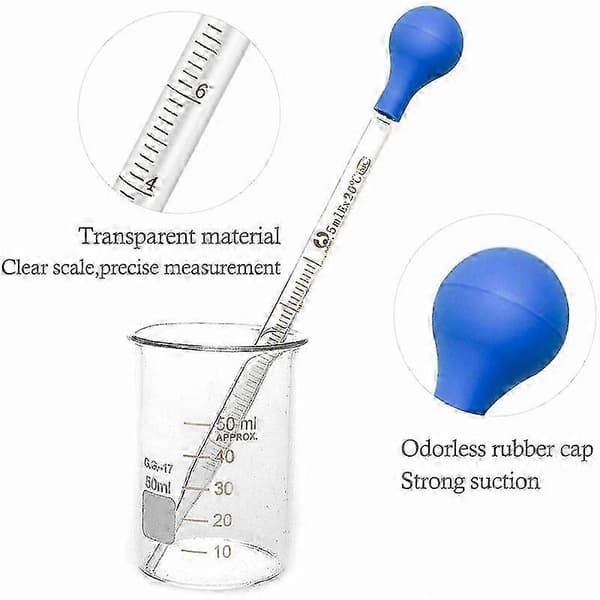 3 ml 5 ml Glasdråbepipette Glaspipette Graderede Dråbepipetter 2 stk. Dråbepipette med Skalalinje