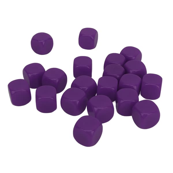 20 Stykker Lilla 16mm Runde Hjørner Blank Plastik Terninger til Brætspil