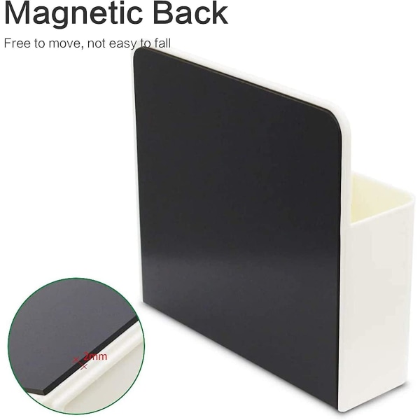 2 stykker magnetisk penneholder, magnetisk opbevaringsboks, magnetisk markørholder, 2 størrelser, til whiteboards / køleskab / skoleskab / kontor (hvid)