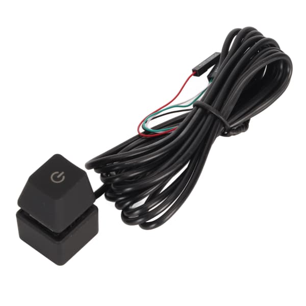 Blå baggrundsbelyst mekanisk PC-strømknap med 2 meter kabel, plug and play til stationær computer, kontor, gaming