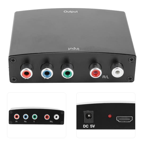 YPbPr til HDMI-konverter med lyd RGB-adapterkabel ABS-transformator 100-240V EU-plugg
