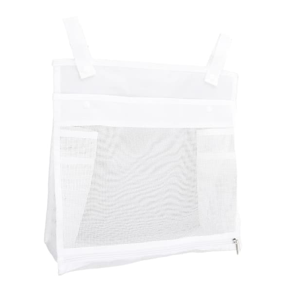 Baby Mesh Badelekeorganisator Stor Kapasitet Trykknapp Glidelås Oppbevaringspose Hvit