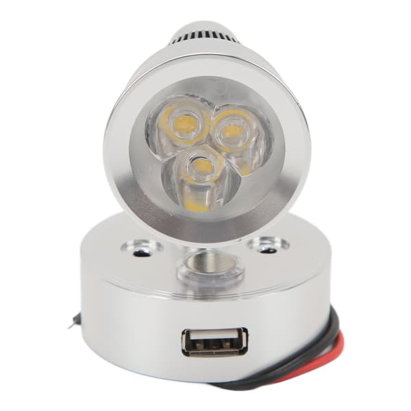 LED RV Sengelampe USB Opladningsport Touch Switch Dæmpbart Lys DC 12V til 24V Biler Både Sølv