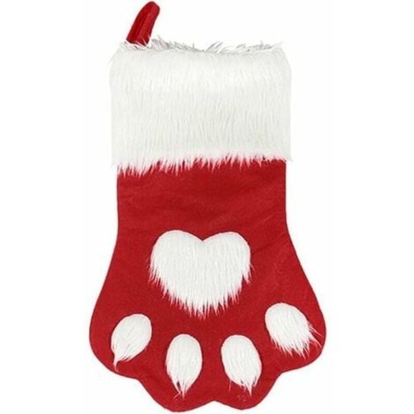 Cat Paw Shape Christmas Socks for Dogs, Plush Hanging Socks for Holiday and Christmas Decorations (Large/16.5in, White-r