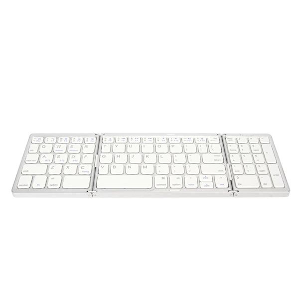 Bluetooth Triple Fold Trådløst Tastatur Multi-Enhedsforbindelse til Laptop Tablet Telefon Sølv Hvid