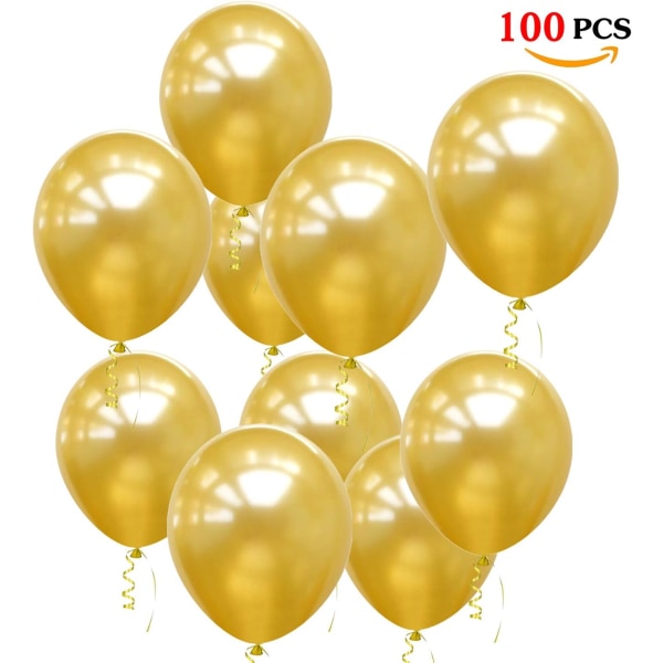 Guldballoner, 100 stk. Guldballoner 30 cm heliumballoner til guldbryllup, gulddekorationsfødselsdag, JGA-guldfestdekoration, Gatsby-fest