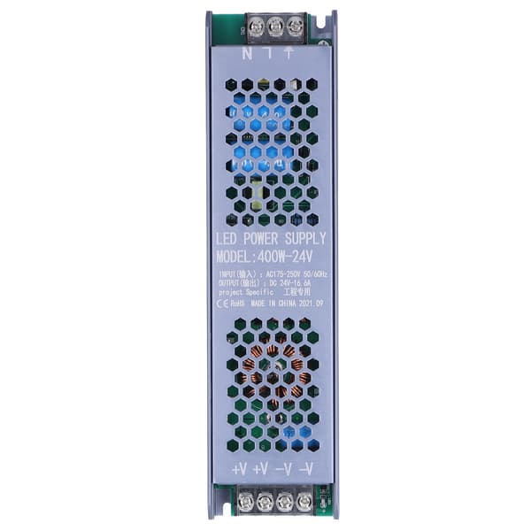 LED Switching Strømforsyning Driver 400W AC175‑250V til 24V 16.6A Magnetisk Lystransformator Sort Lang Stribe