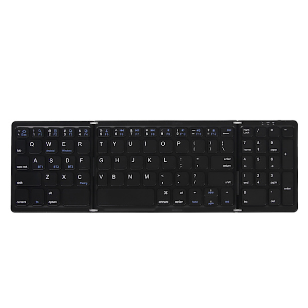 Bluetooth Trådløst Triple Foldbart Tastatur Multi-Enhedsforbindelse til Laptop Tablet Telefon Sort
