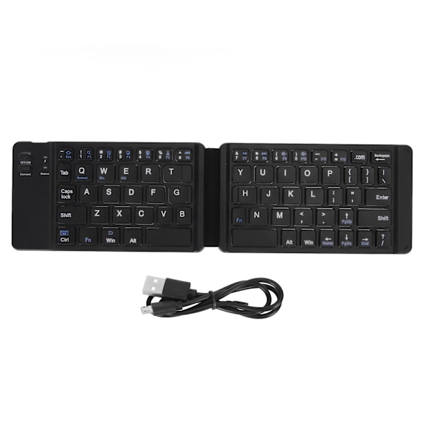 Foldbart Bluetooth Tastatur Slankt Bærbart Trådløst til Windows 7 8 Tablet Notebook Mobiltelefon Sort