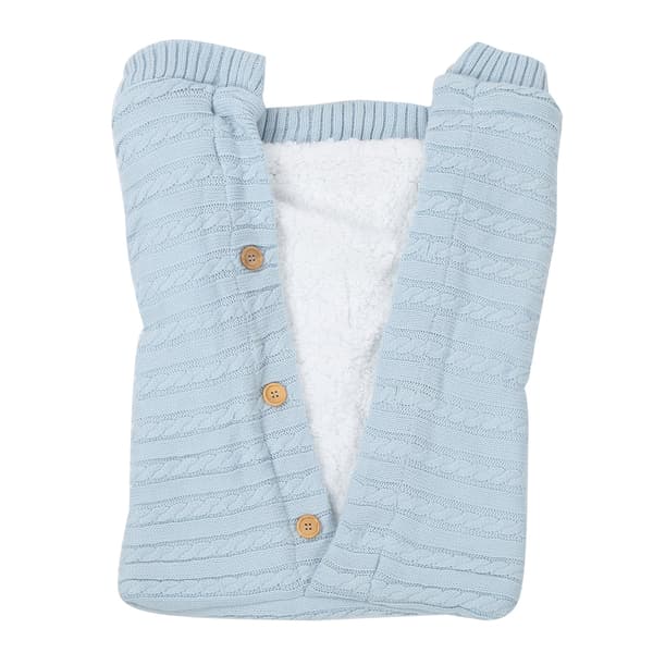 Baby Swaddle Barnevognteppe Varm Nyfødt Spedbarn Sovepose for Vinterblå