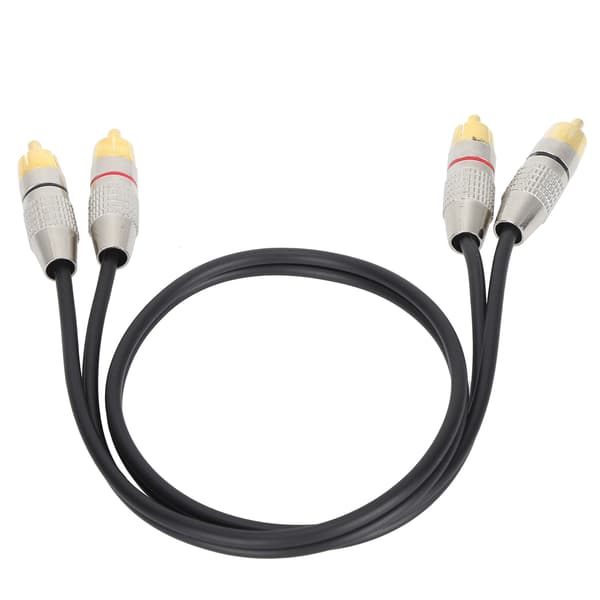 2RCA Han til 2RCA Han Audio Kabel Aluminium Legering Konnektor til Xbox 360 Sort 0.5m 1.6ft