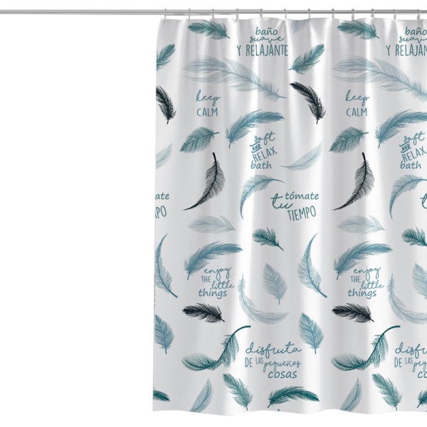 Blue Feather Feather Print badeforhæng (130g) 100W*180H CM,