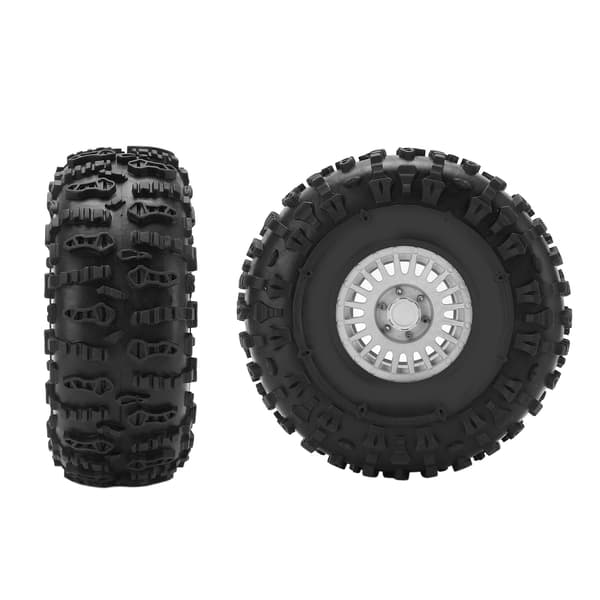 2-pack RC Bil Aluminiumlegering Däck Stark Dämpning Gummihjul Silver