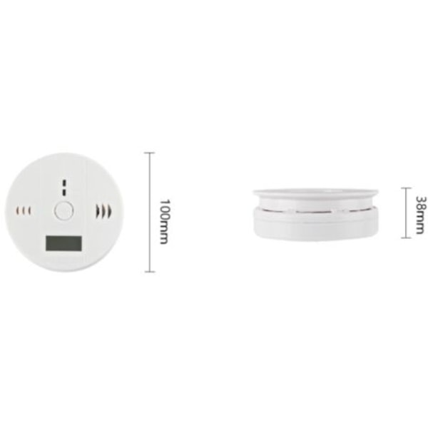 Kolmonoxiddetektor med digital display och ljudlarm för hemmet, batteridriven (AA-batterier ingår ej)