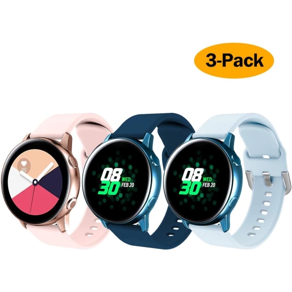 Silikone rem kompatibel med Samsung Galaxy Watch 3 41 mm rem / Aktiv rem 40 mm / Active 2 rem / Galaxy Watch 42 mm rem, Dame Mænd Blød Silico