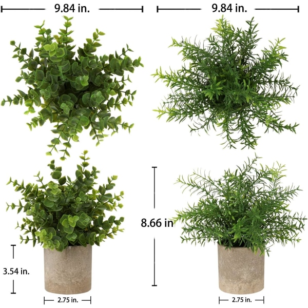 Mini plast konstgjorda gröna krukväxter, falskt trimmade buskar och falska växter, små konstgjorda gröna växter, används för inredning av hemmakontor, 2 Pi