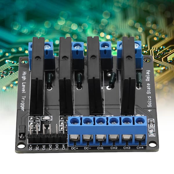 4-kanals solid state relémodul DC-AC 5V høynivåutløser med sikring 2A