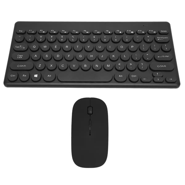 Trådløst 2.4G 78 Taster Tastatur 4 Knapper Mus Sæt Mini Kontor Computer Tilbehør Sort