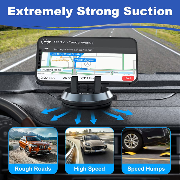 Dashboard telefonholder, biltelefonholder, aftagelig biltelefonholder, roterende biltelefonholder, velegnet til biler
