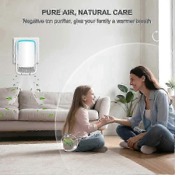 Luftjonisatorer för hemmet 3-pack, negativ jongenerator, tyst luftfräschare för sovrum, kontor, kök, M White - EU Plug